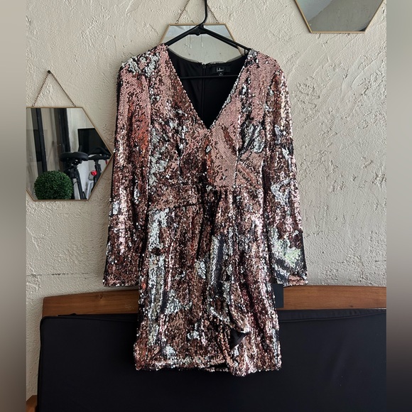 So Much to Celebrate Rose Gold Multi Reversible Sequin Dress NWT - Picture 4 of 7